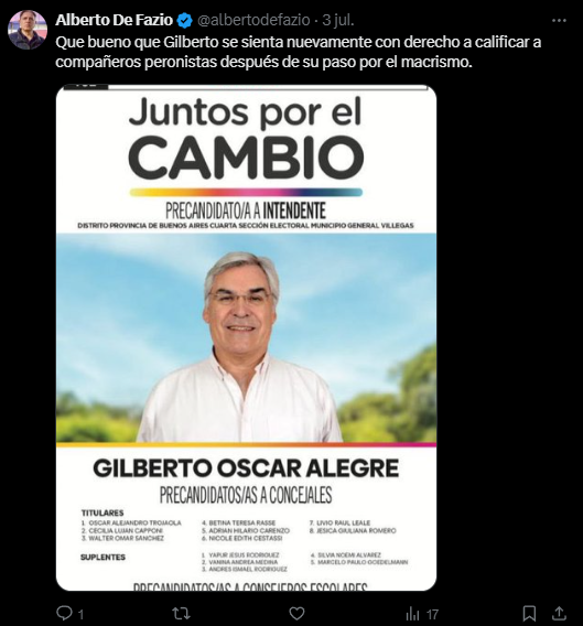 Declaraciones del Frente Renovador